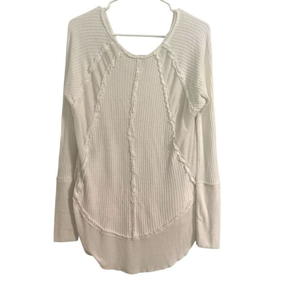 We the Free People Womens Small Catalina White Thermal Long Sleeve V-neck Top - Picture 6 of 10
